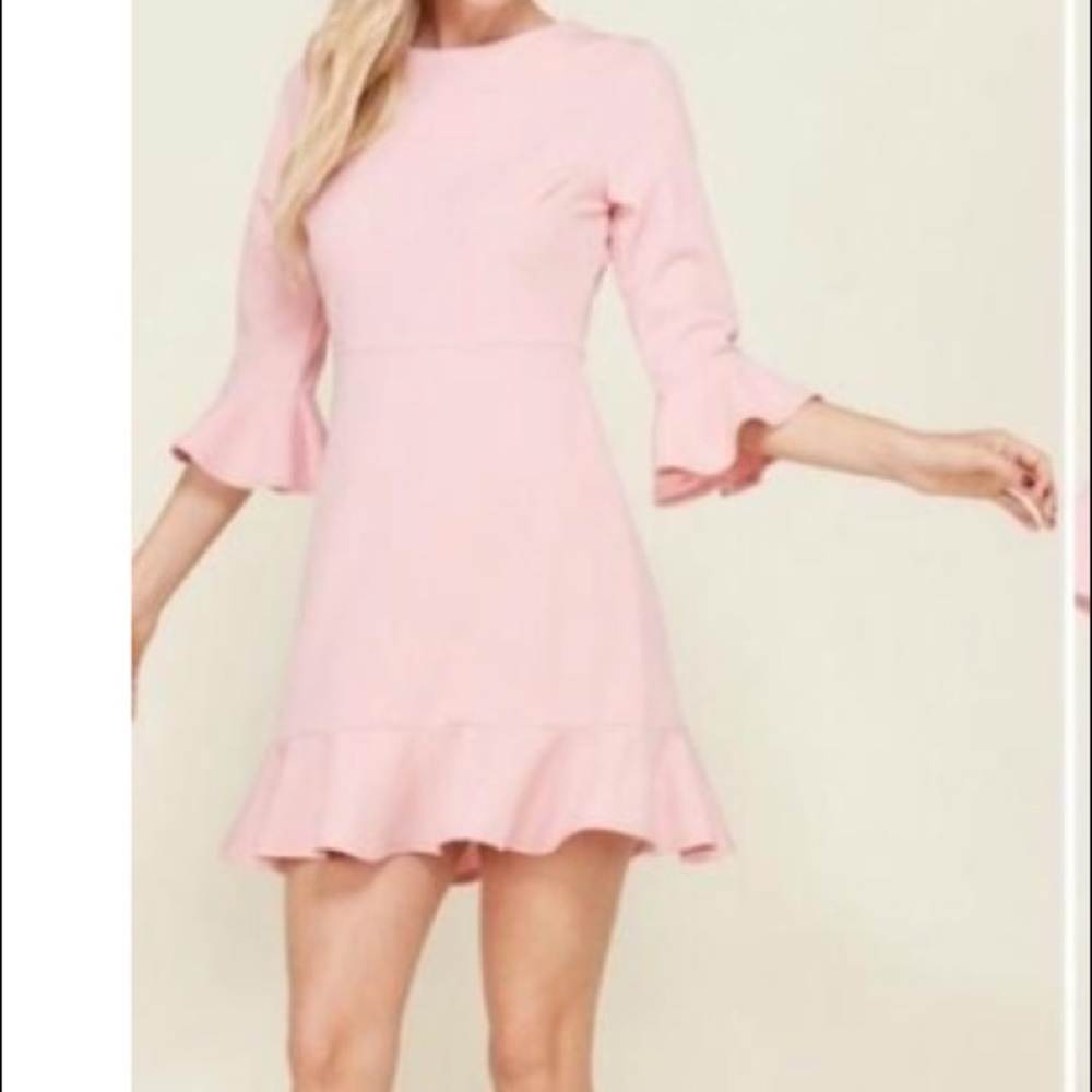 Flare sleeve pink dress